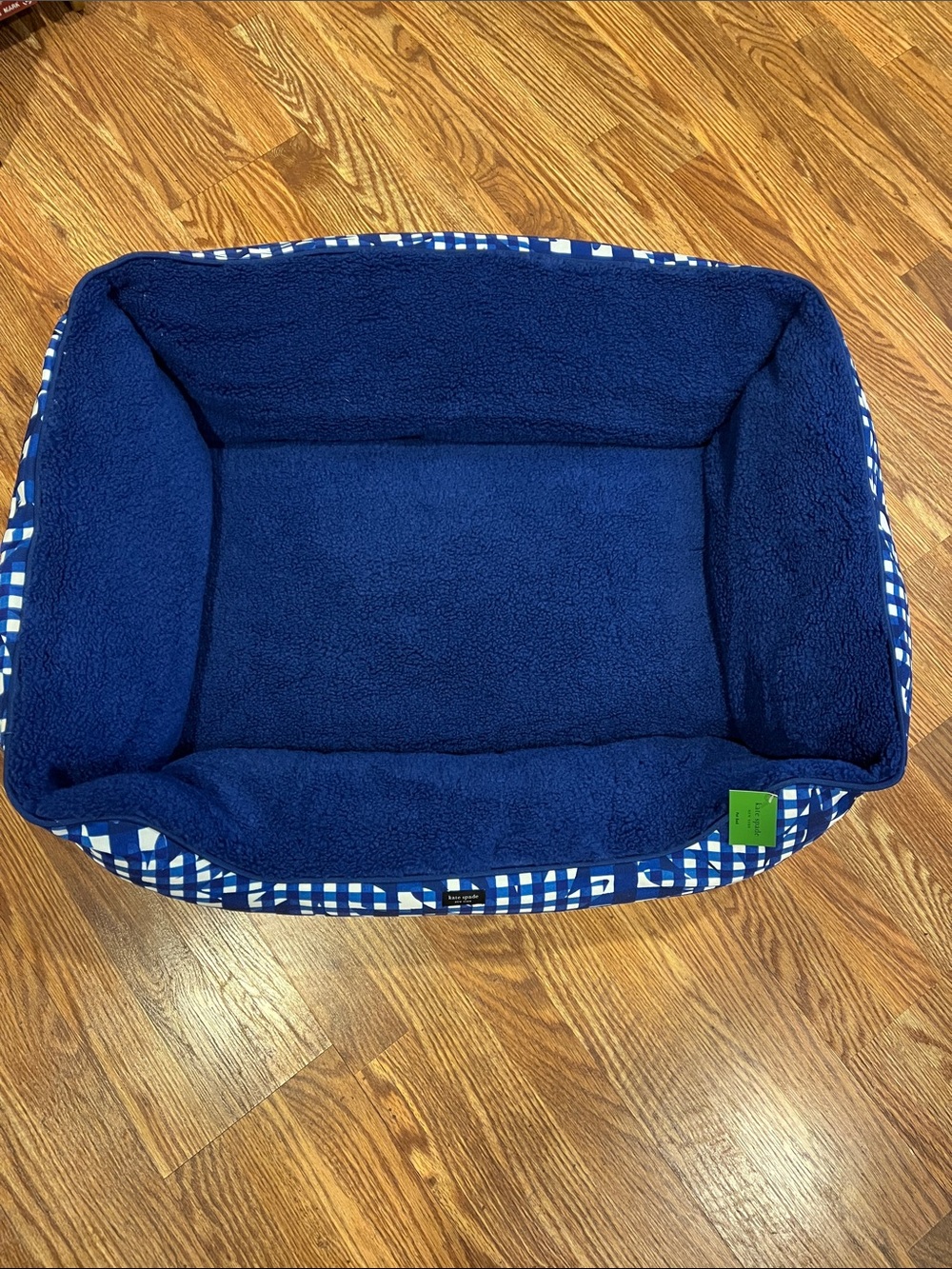 Kate Spade Navy Blue Plush Rectangular Pet Bed